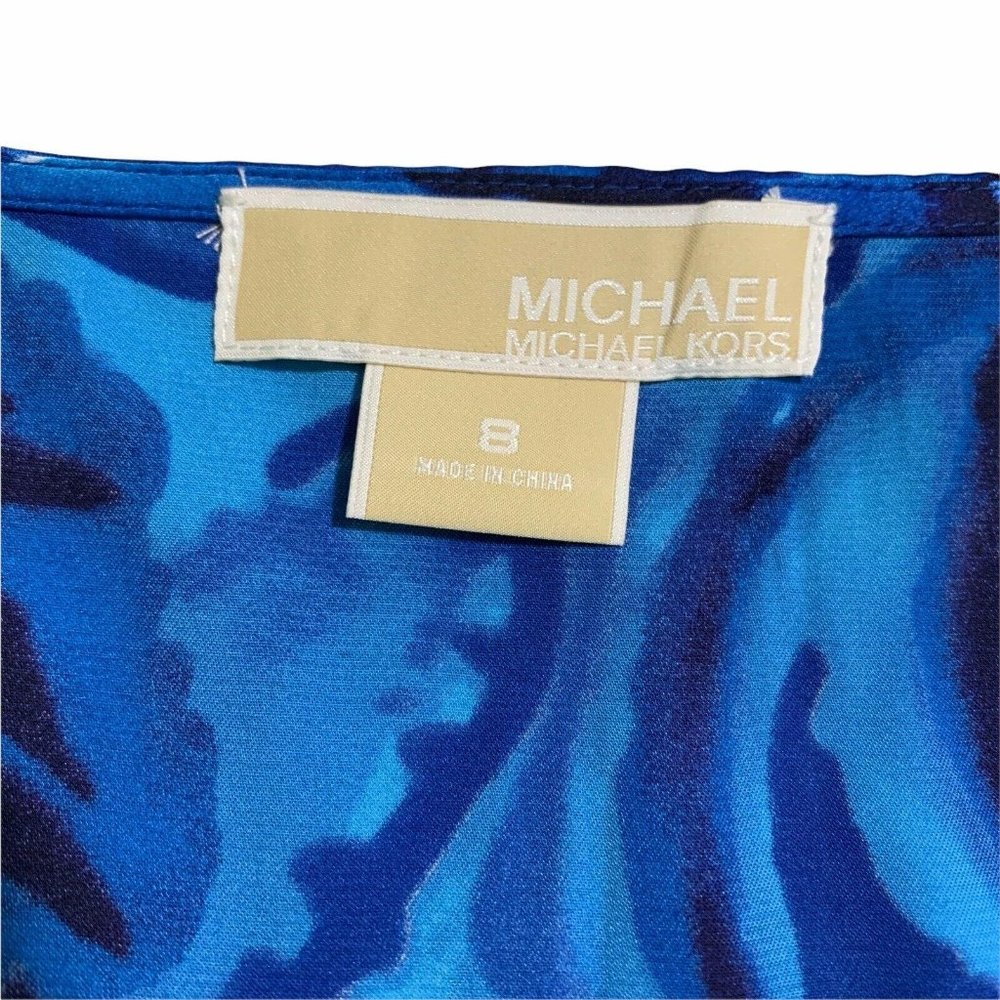 Michael Michael Kors Blue Paisley Print Beaded Sleeveless Scoop Neck Top - Picture 6 of 8